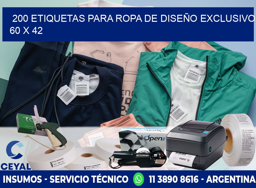 200 ETIQUETAS PARA ROPA DE DISEÑO EXCLUSIVO 60 x 42