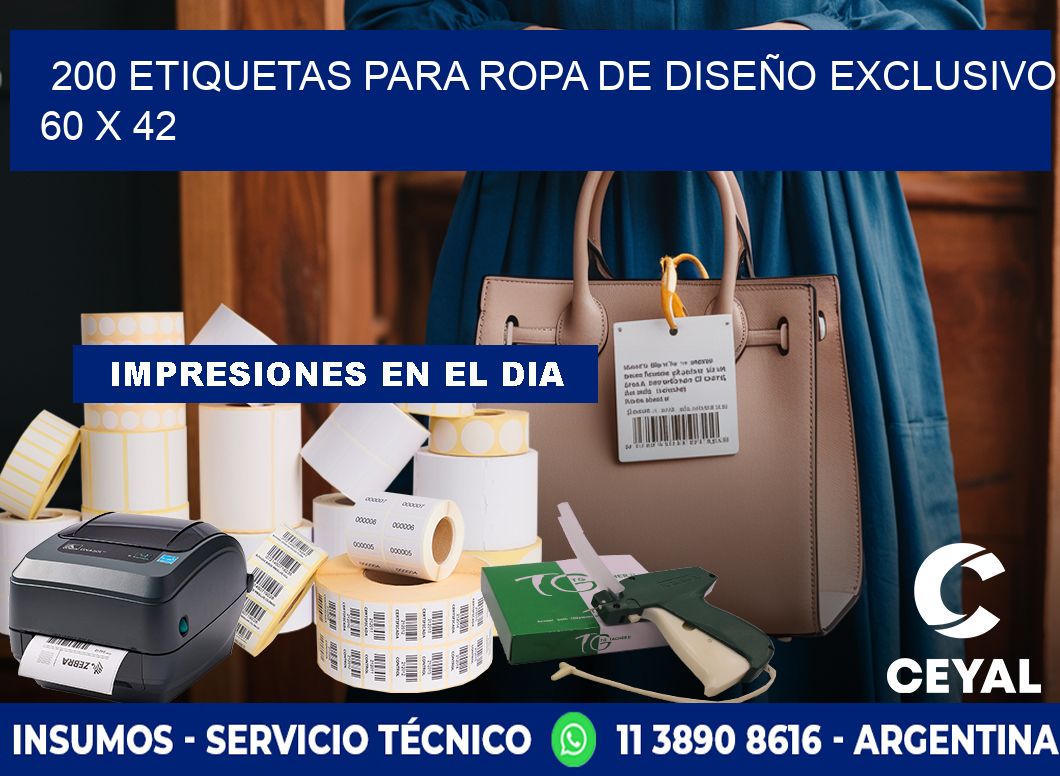 200 ETIQUETAS PARA ROPA DE DISEÑO EXCLUSIVO 60 x 42