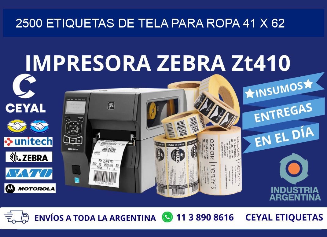 2500 ETIQUETAS DE TELA PARA ROPA 41 x 62