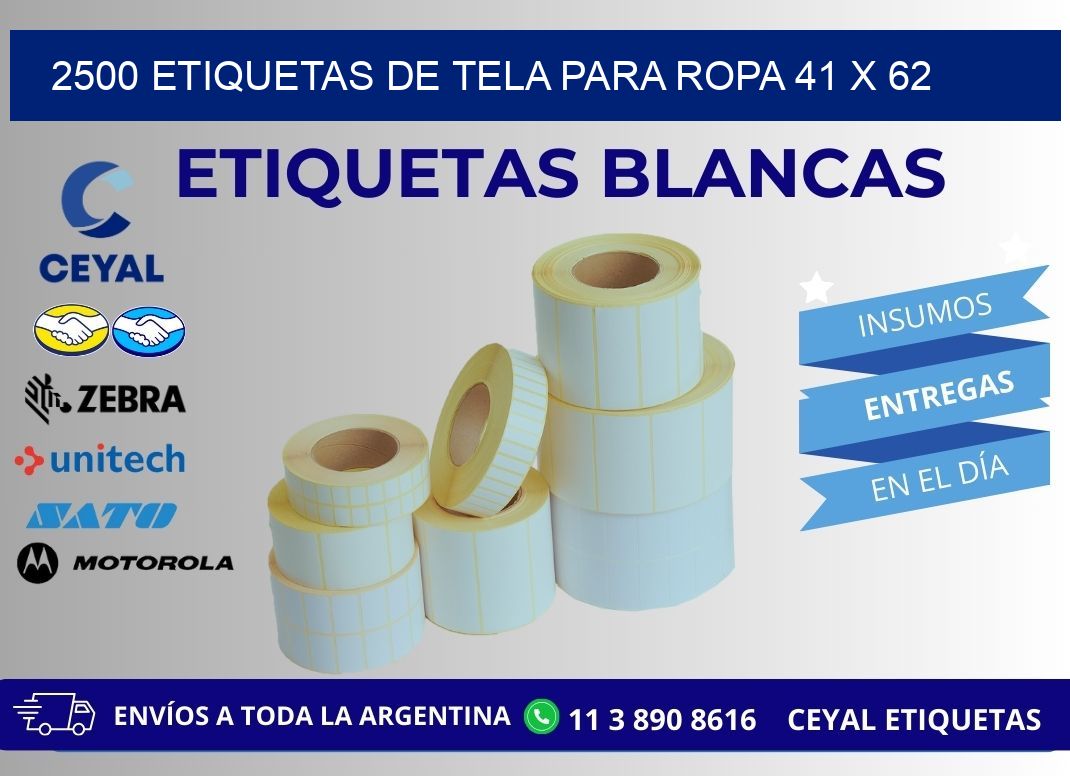 2500 ETIQUETAS DE TELA PARA ROPA 41 x 62