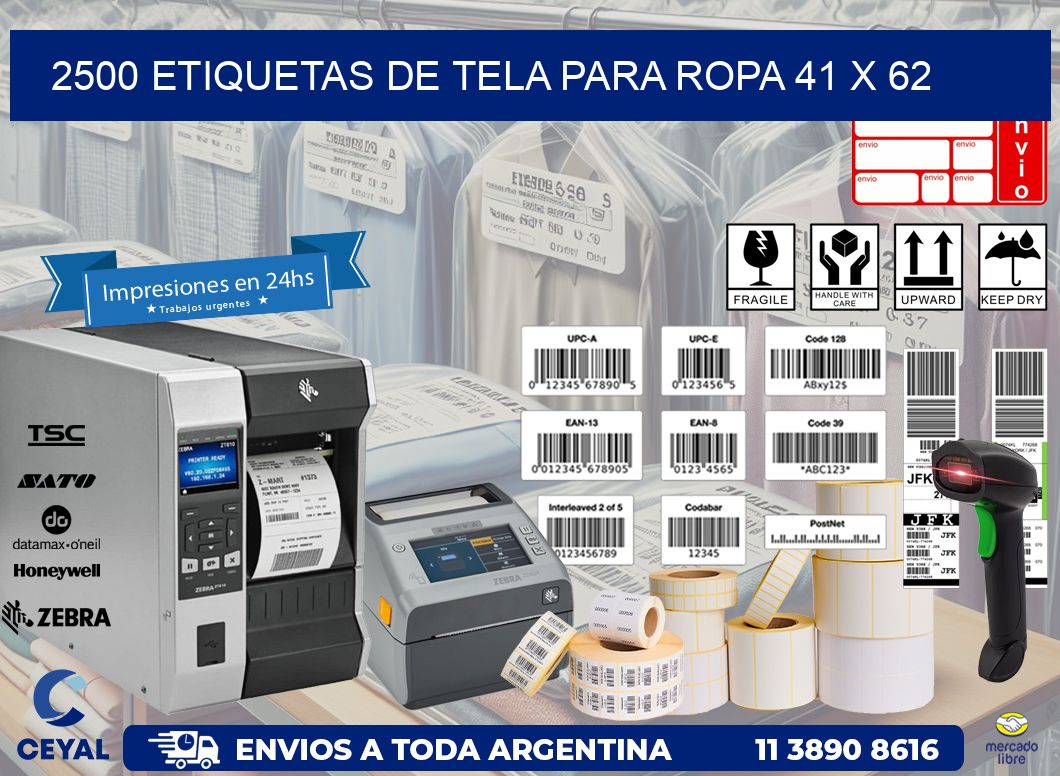 2500 ETIQUETAS DE TELA PARA ROPA 41 x 62