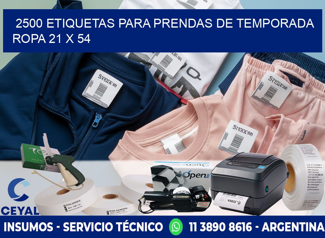 2500 ETIQUETAS PARA PRENDAS DE TEMPORADA ROPA 21 x 54