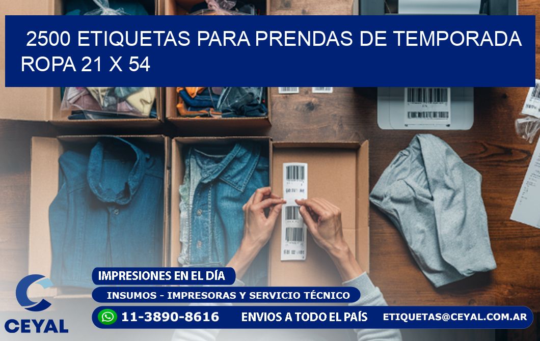 2500 ETIQUETAS PARA PRENDAS DE TEMPORADA ROPA 21 x 54