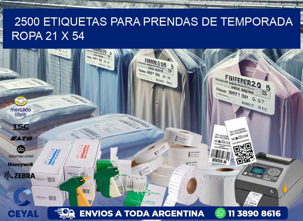 2500 ETIQUETAS PARA PRENDAS DE TEMPORADA ROPA 21 x 54