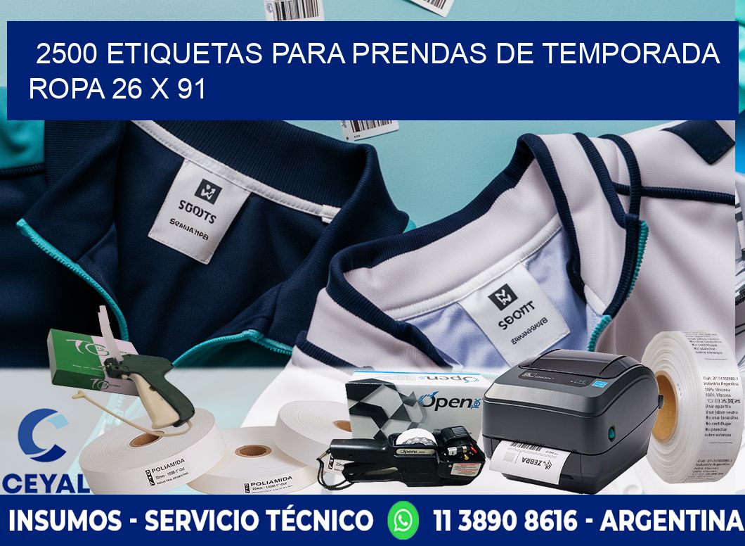 2500 ETIQUETAS PARA PRENDAS DE TEMPORADA ROPA 26 x 91