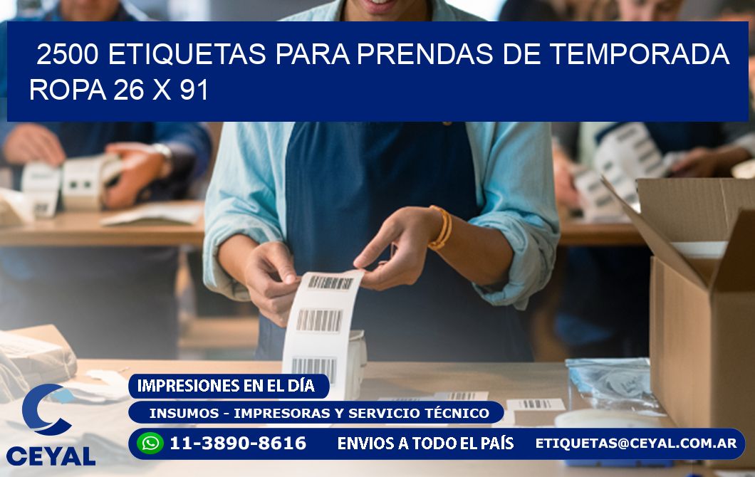 2500 ETIQUETAS PARA PRENDAS DE TEMPORADA ROPA 26 x 91