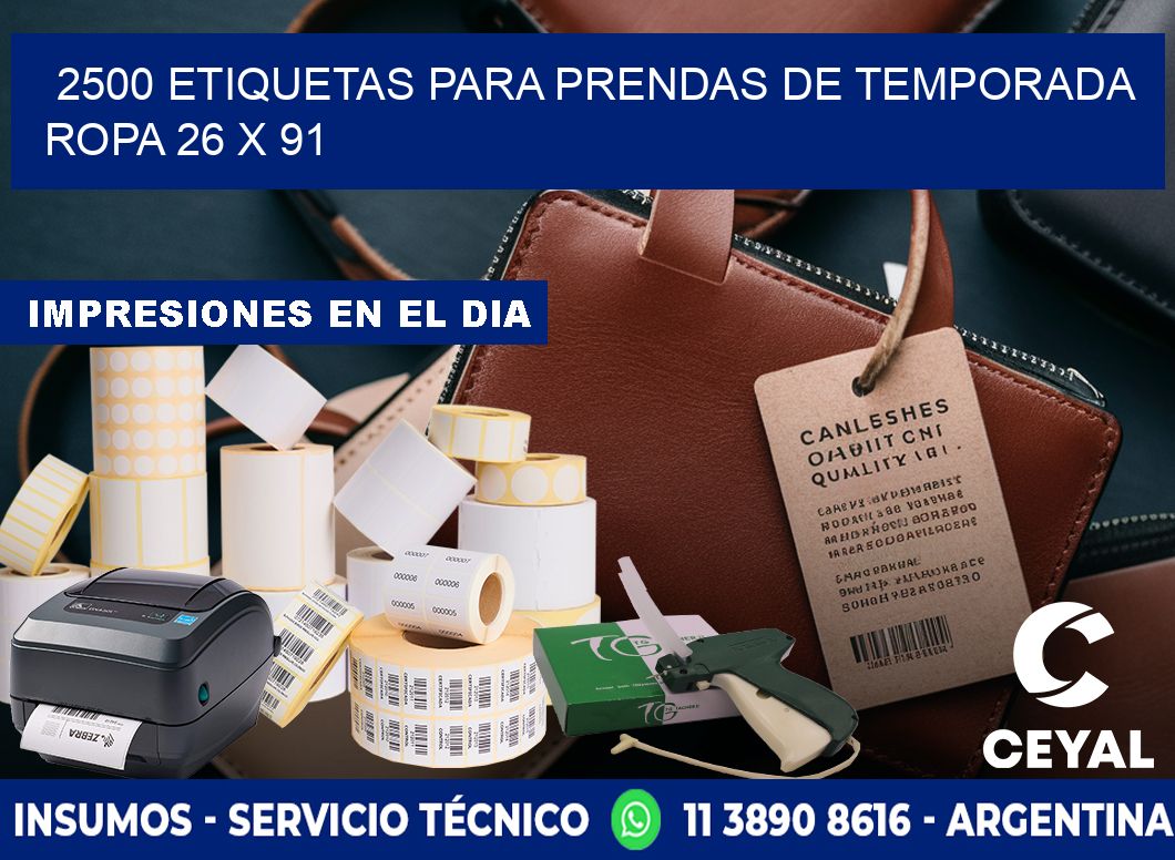 2500 ETIQUETAS PARA PRENDAS DE TEMPORADA ROPA 26 x 91