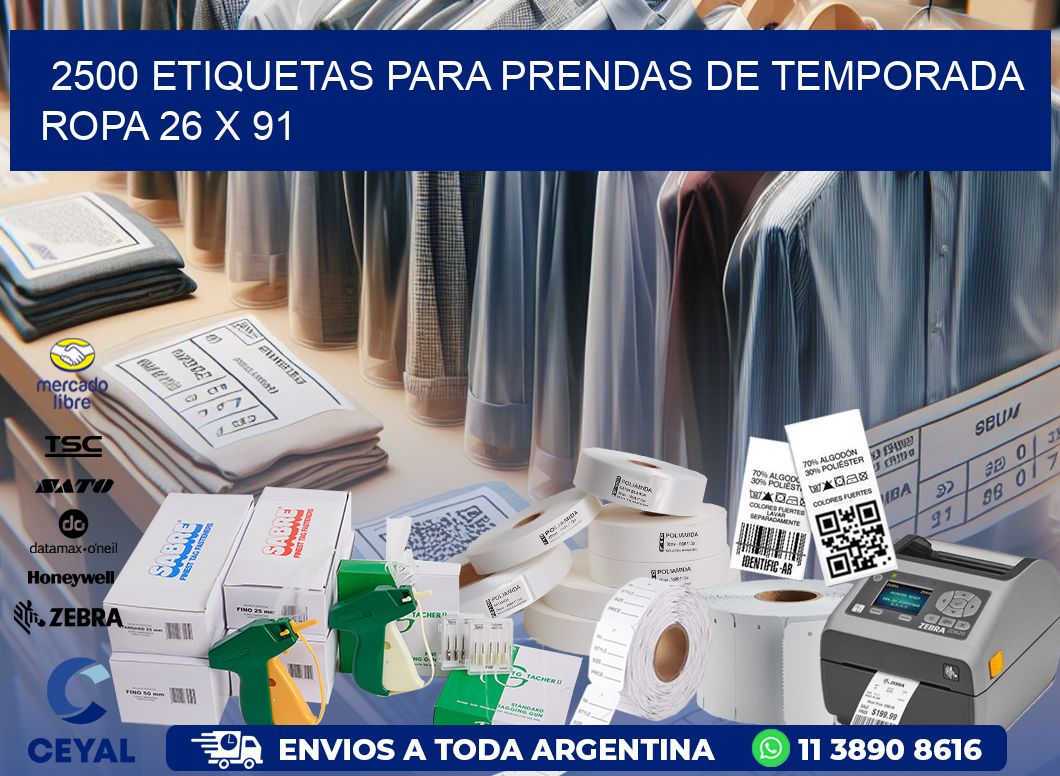 2500 ETIQUETAS PARA PRENDAS DE TEMPORADA ROPA 26 x 91