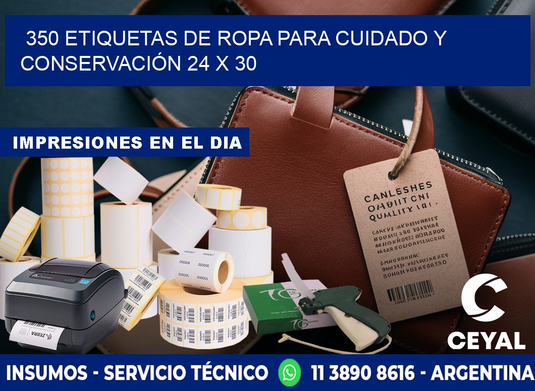 350 ETIQUETAS DE ROPA PARA CUIDADO Y CONSERVACIÓN 24 x 30