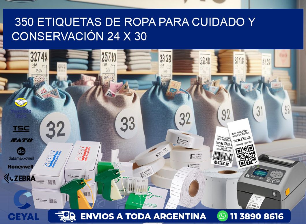 350 ETIQUETAS DE ROPA PARA CUIDADO Y CONSERVACIÓN 24 x 30