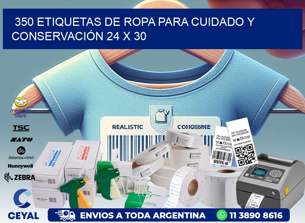 350 ETIQUETAS DE ROPA PARA CUIDADO Y CONSERVACIÓN 24 x 30