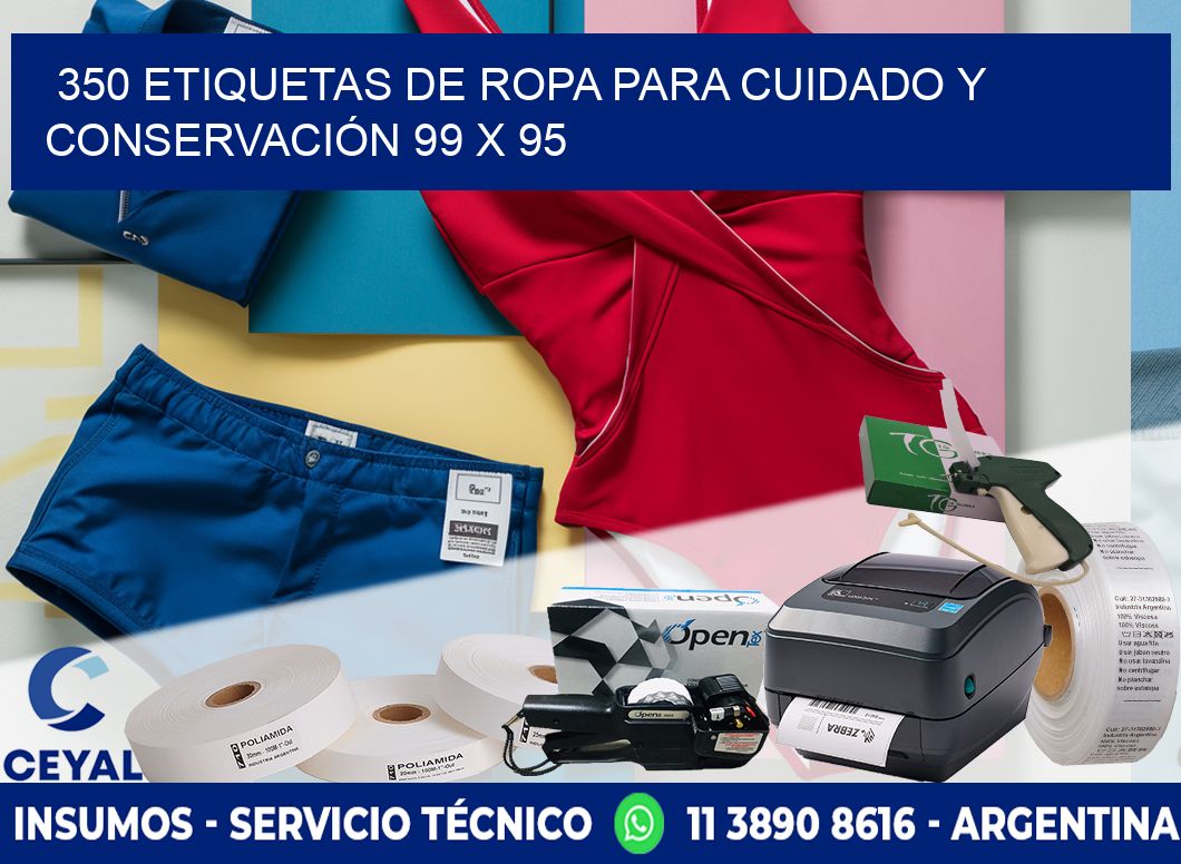 350 ETIQUETAS DE ROPA PARA CUIDADO Y CONSERVACIÓN 99 x 95