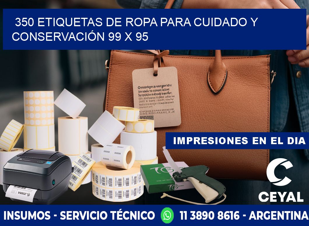 350 ETIQUETAS DE ROPA PARA CUIDADO Y CONSERVACIÓN 99 x 95