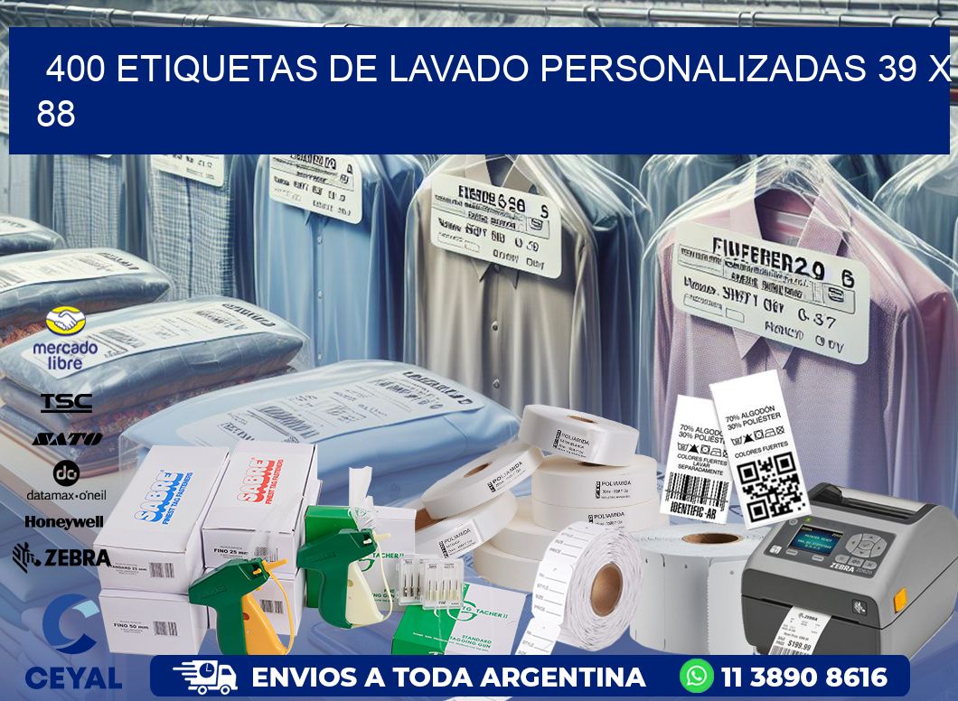 400 ETIQUETAS DE LAVADO PERSONALIZADAS 39 x 88