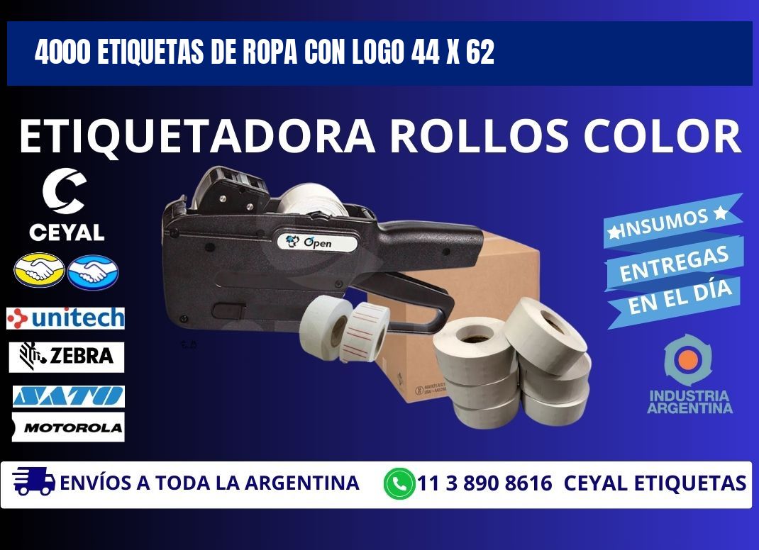 4000 ETIQUETAS DE ROPA CON LOGO 44 x 62