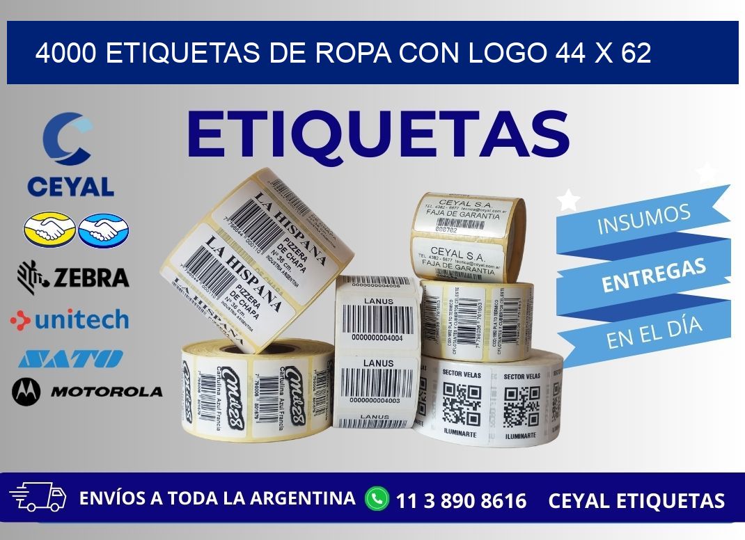 4000 ETIQUETAS DE ROPA CON LOGO 44 x 62