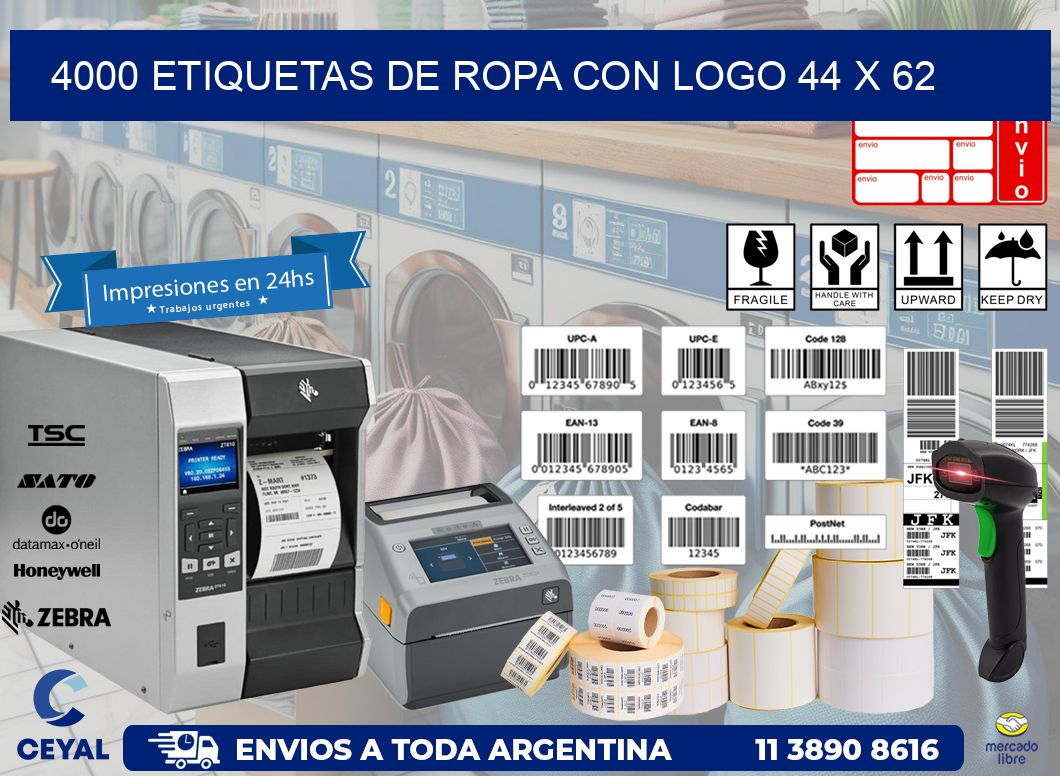 4000 ETIQUETAS DE ROPA CON LOGO 44 x 62