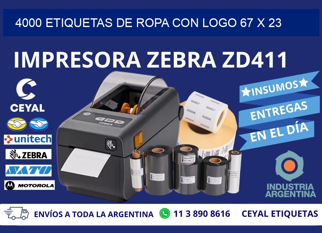 4000 ETIQUETAS DE ROPA CON LOGO 67 x 23