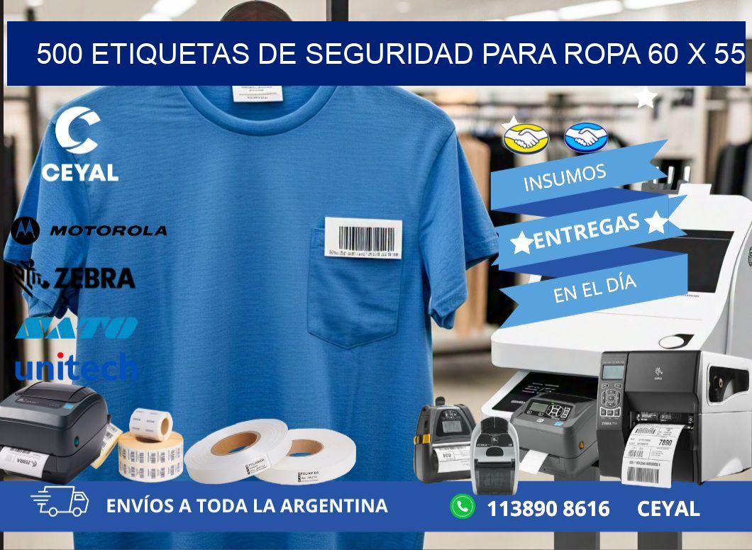 500 ETIQUETAS DE SEGURIDAD PARA ROPA 60 x 55