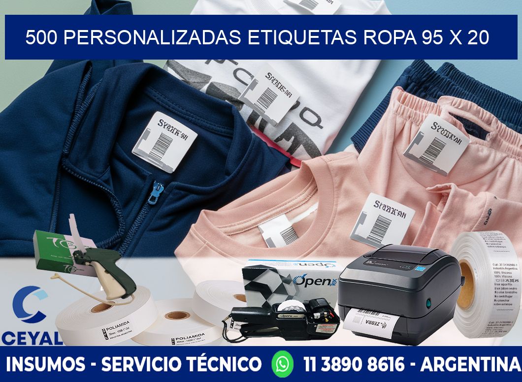 500 PERSONALIZADAS ETIQUETAS ROPA 95 x 20