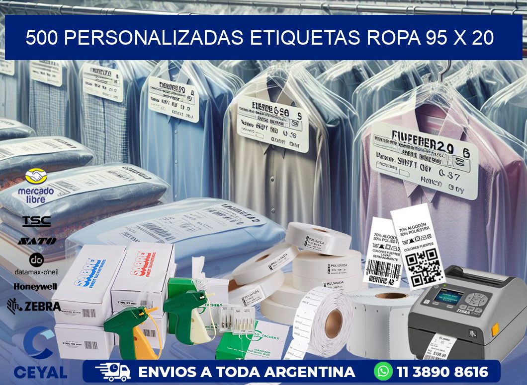 500 PERSONALIZADAS ETIQUETAS ROPA 95 x 20