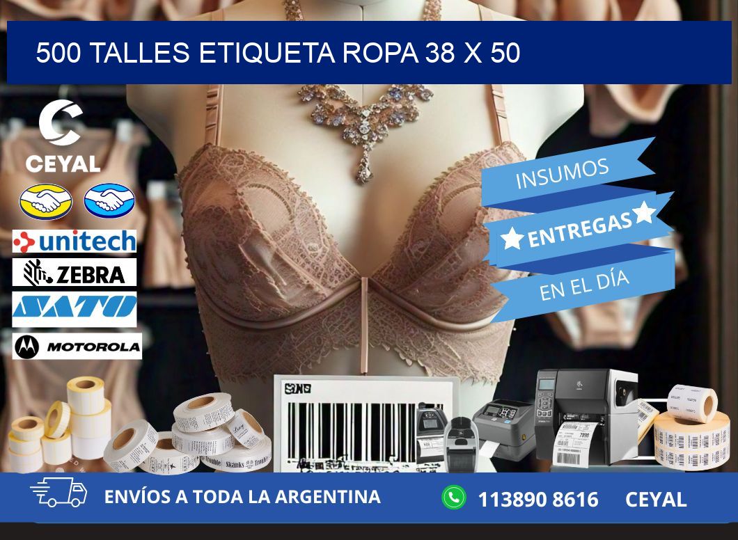 500 TALLES ETIQUETA ROPA 38 x 50