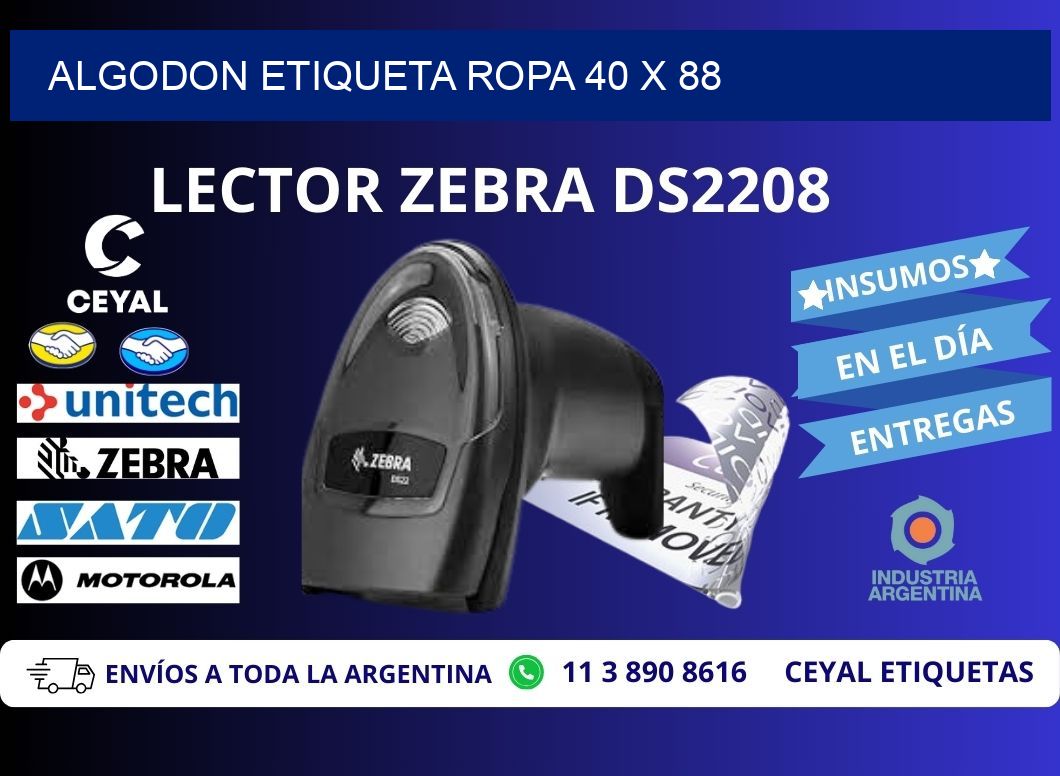 ALGODON ETIQUETA ROPA 40 x 88