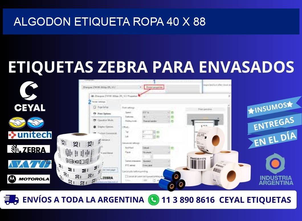 ALGODON ETIQUETA ROPA 40 x 88