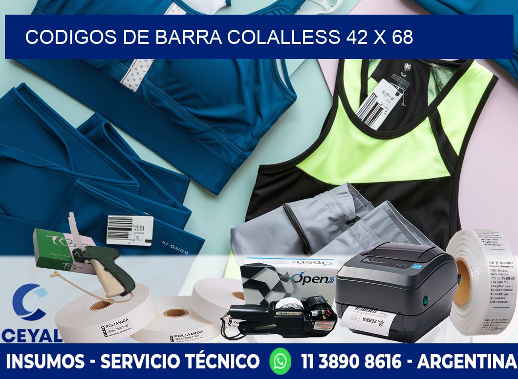 CODIGOS DE BARRA COLALLESS 42 x 68