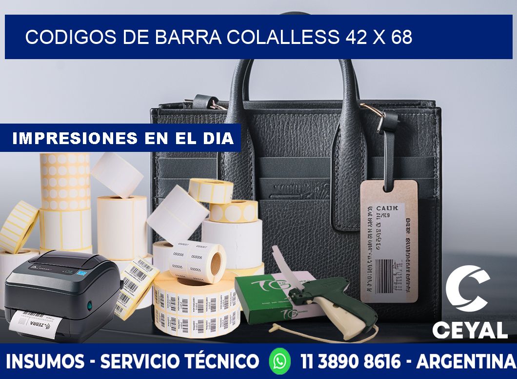 CODIGOS DE BARRA COLALLESS 42 x 68