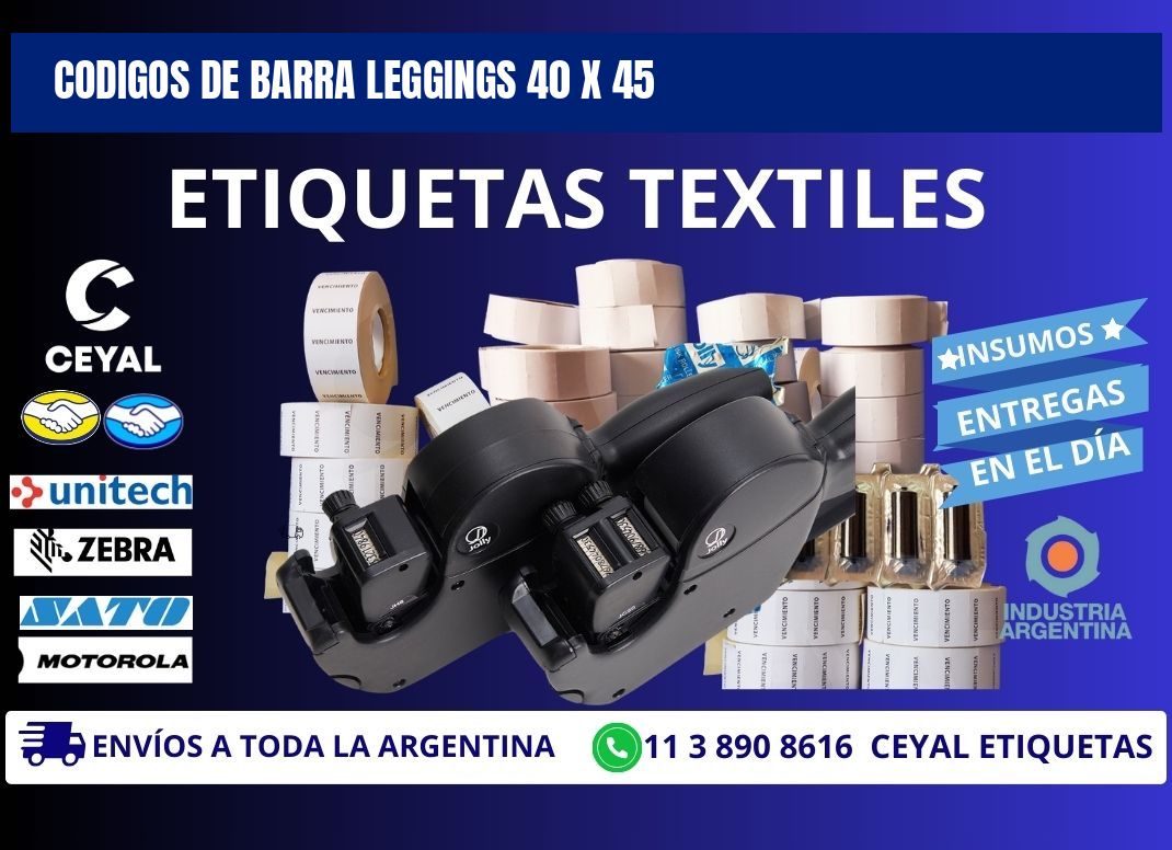 CODIGOS DE BARRA LEGGINGS 40 x 45