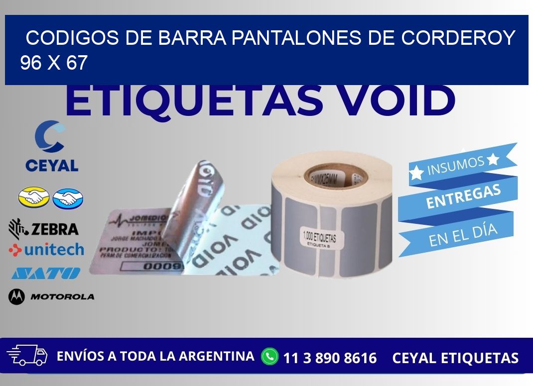 CODIGOS DE BARRA PANTALONES DE CORDEROY 96 x 67