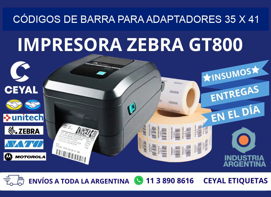 CÓDIGOS DE BARRA PARA ADAPTADORES 35 x 41