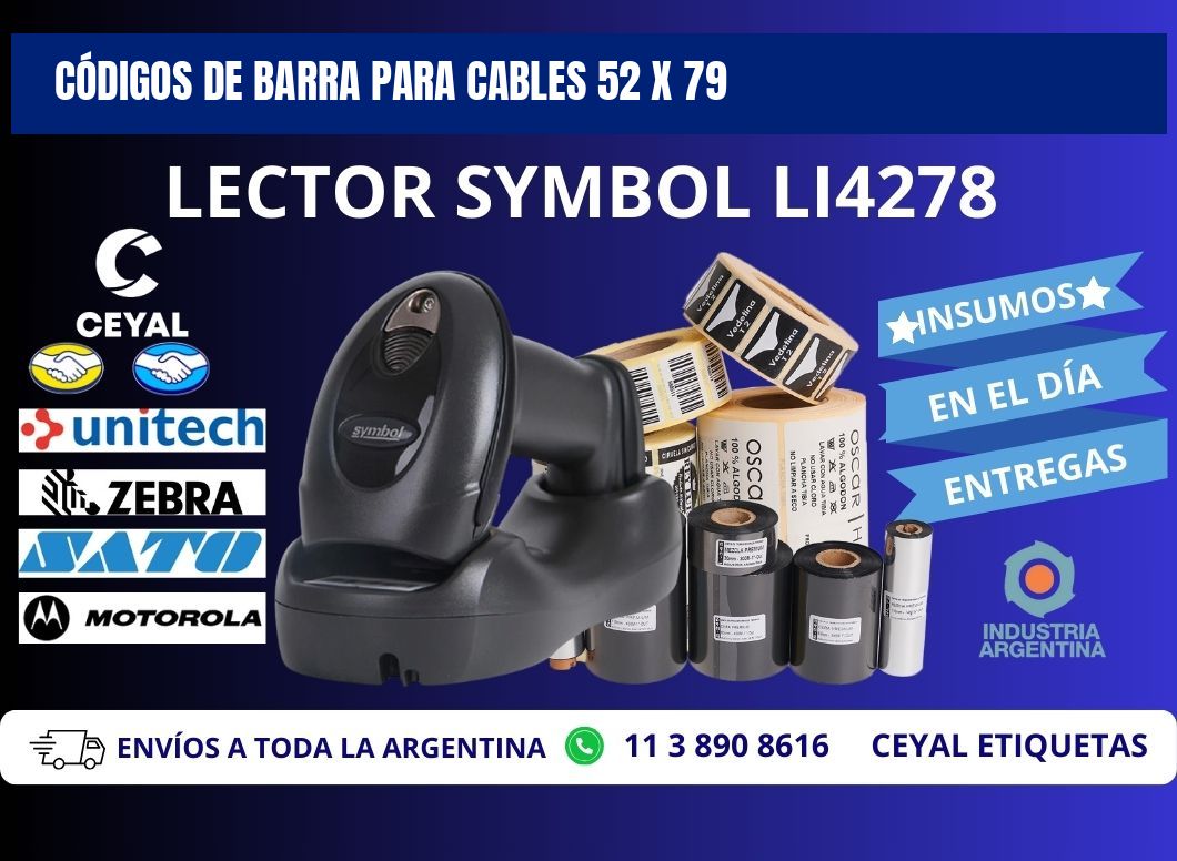 CÓDIGOS DE BARRA PARA CABLES 52 x 79