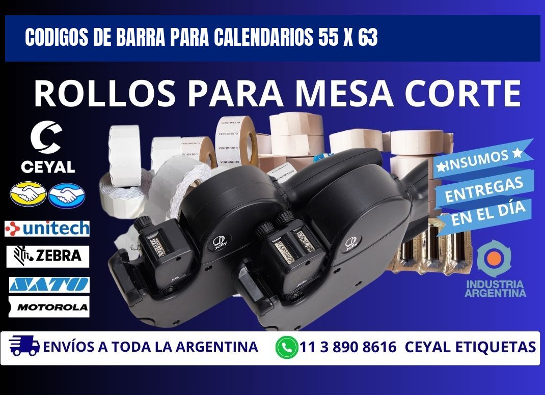 CODIGOS DE BARRA PARA CALENDARIOS 55 x 63