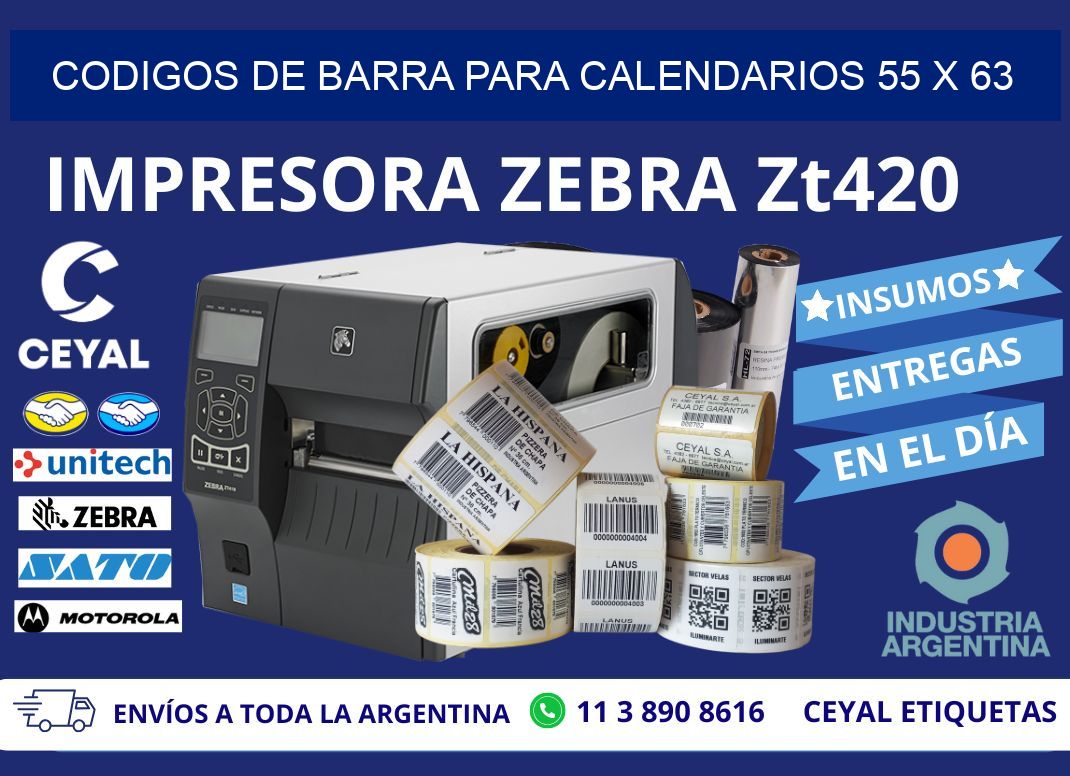 CODIGOS DE BARRA PARA CALENDARIOS 55 x 63