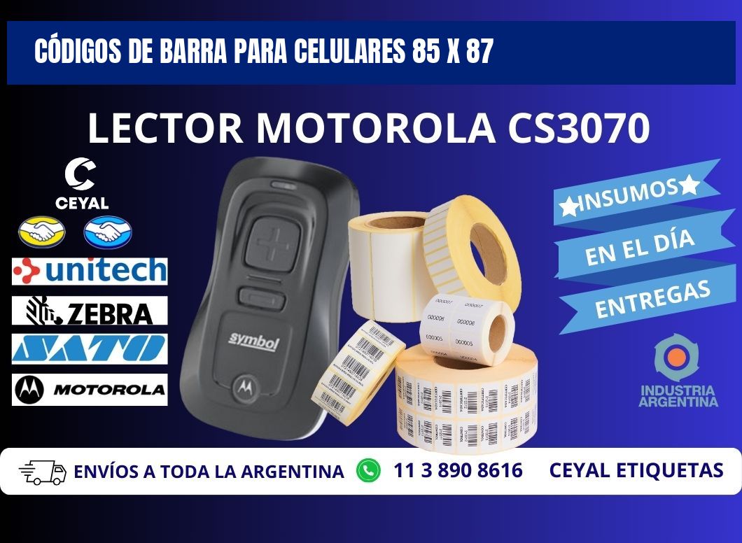 CÓDIGOS DE BARRA PARA CELULARES 85 x 87