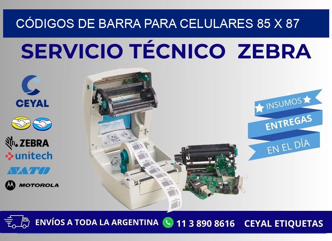 CÓDIGOS DE BARRA PARA CELULARES 85 x 87