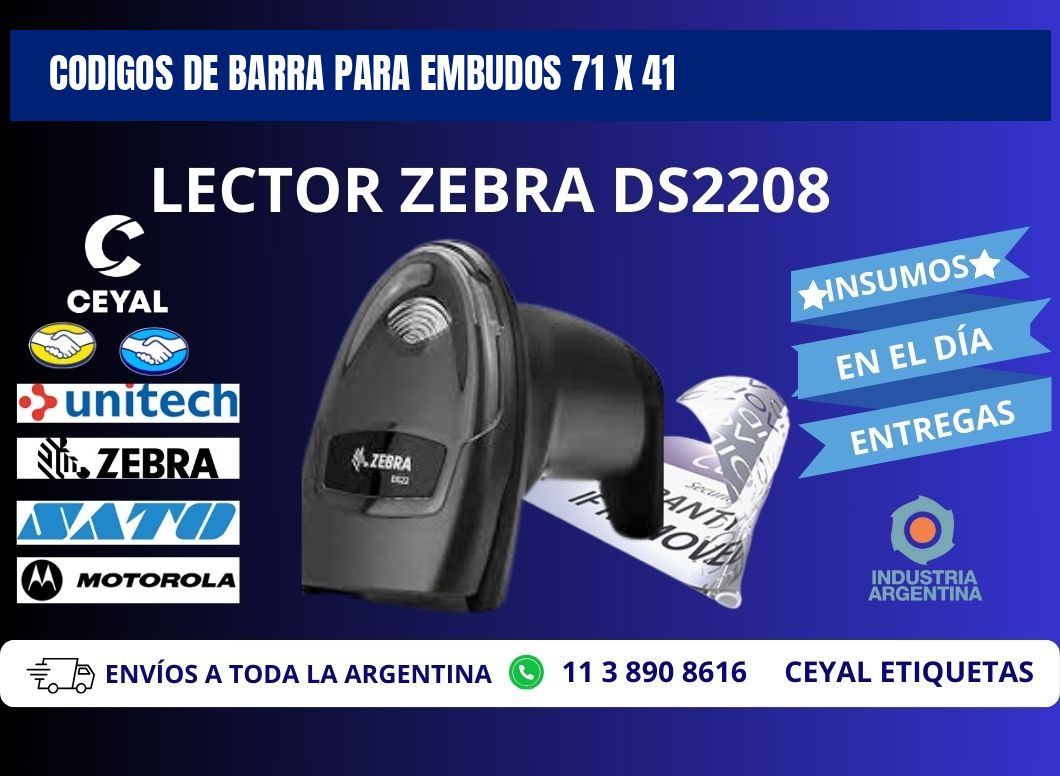 CODIGOS DE BARRA PARA EMBUDOS 71 x 41