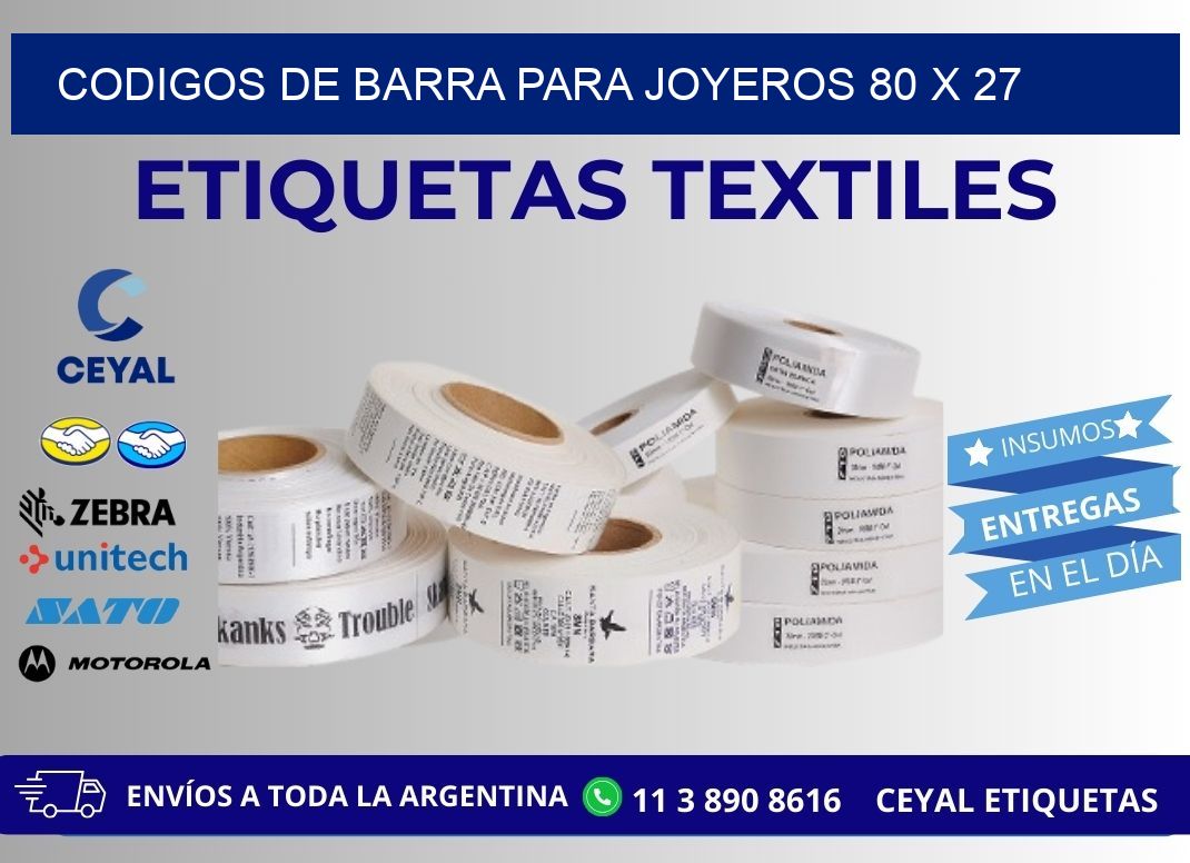 CODIGOS DE BARRA PARA JOYEROS 80 x 27