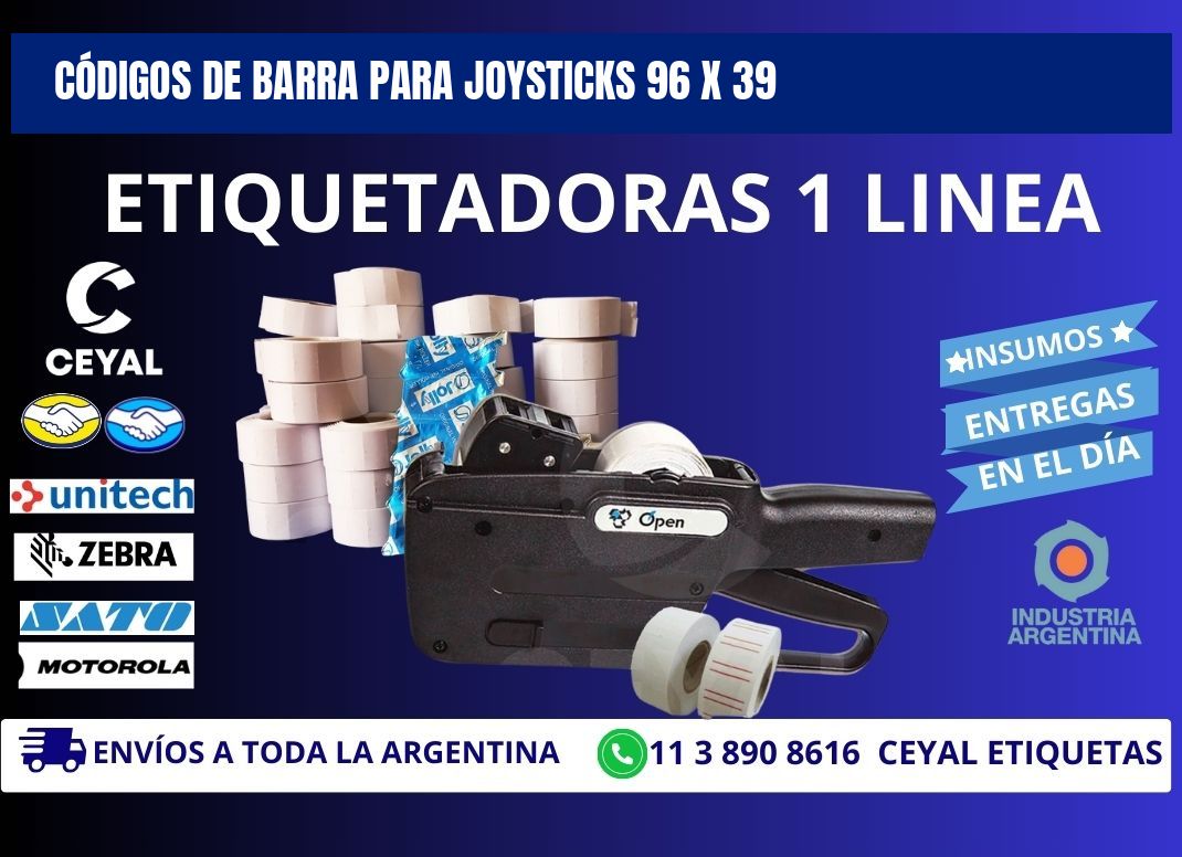 CÓDIGOS DE BARRA PARA JOYSTICKS 96 x 39