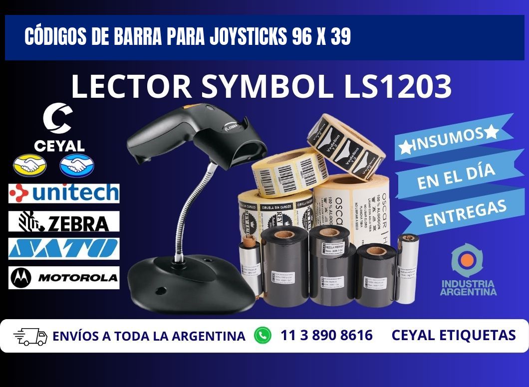 CÓDIGOS DE BARRA PARA JOYSTICKS 96 x 39