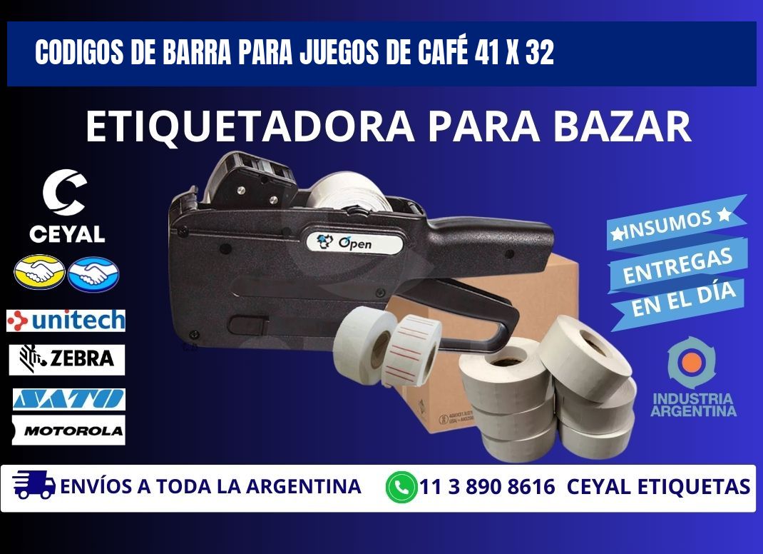 CODIGOS DE BARRA PARA JUEGOS DE CAFÉ 41 x 32