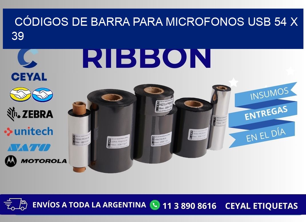 CÓDIGOS DE BARRA PARA MICROFONOS USB 54 x 39