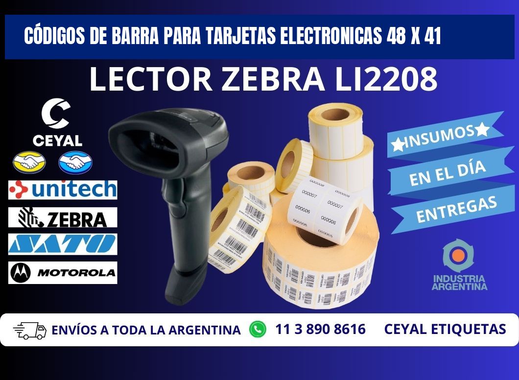 CÓDIGOS DE BARRA PARA TARJETAS ELECTRONICAS 48 x 41