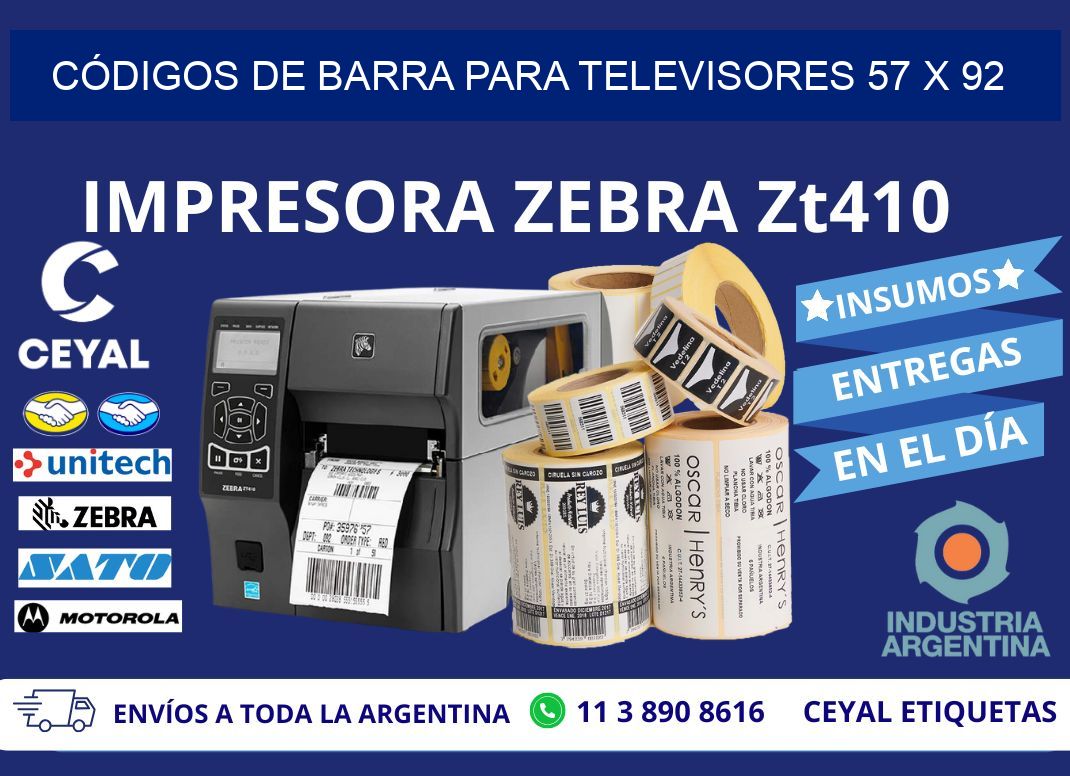 CÓDIGOS DE BARRA PARA TELEVISORES 57 x 92