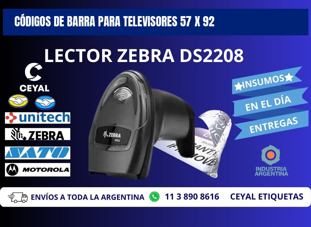 CÓDIGOS DE BARRA PARA TELEVISORES 57 x 92