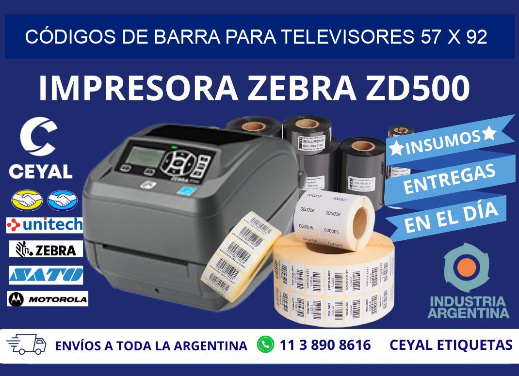 CÓDIGOS DE BARRA PARA TELEVISORES 57 x 92