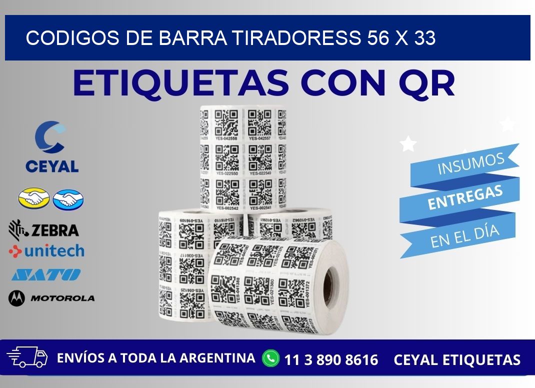 CODIGOS DE BARRA TIRADORESS 56 x 33