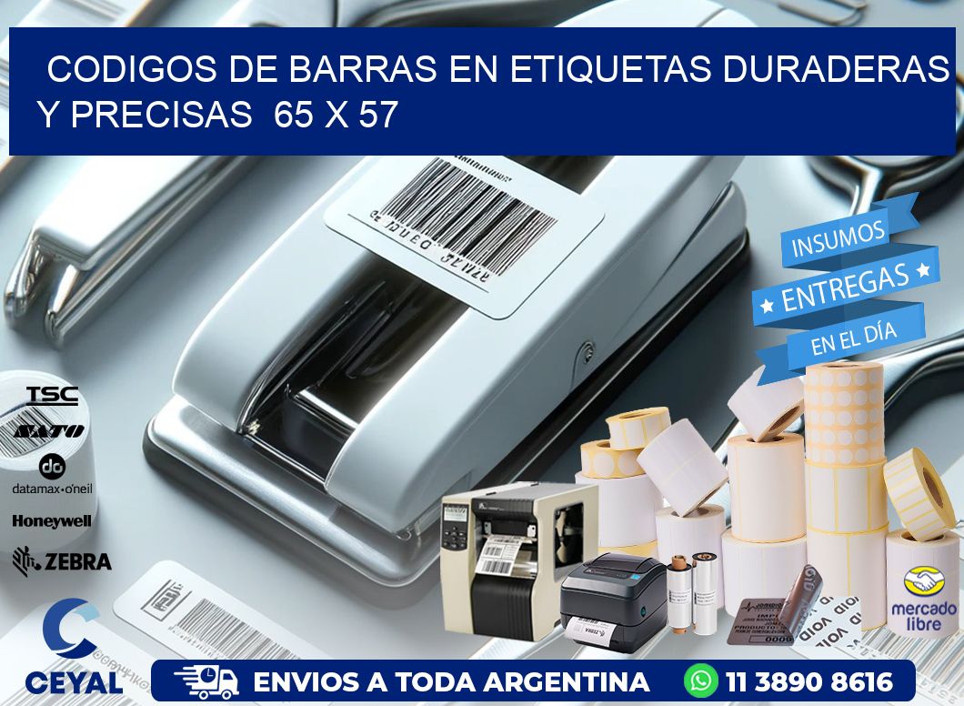 Codigos de Barras en Etiquetas Duraderas y Precisas  65 x 57